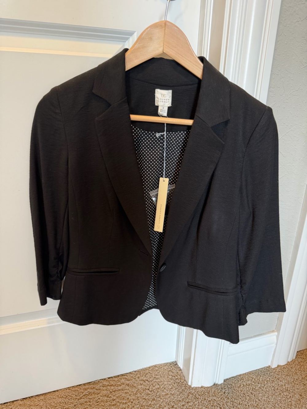 LC Lauren Conrad Black Cropped Notch-Lapel Blazer
